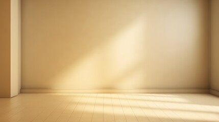 a gentle light beige background features an abstract touch, accentuated by soft illumination and intricate window-generated shadows.