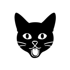 Cat Tongue Out Logo Monochrome Design Style