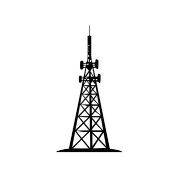 Cell Tower Logo Monochrome Design Style