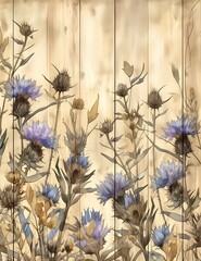 field flowers wooden wall thistle details wood worlds curtains nature journal panel stained paper