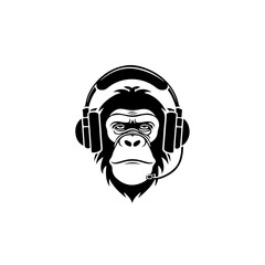 Chimp Headset Logo Monochrome Design Style