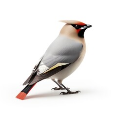 Obraz premium A Bohemian waxwing bird illustration isolated in white background