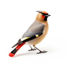 A Bohemian waxwing bird illustration isolated in white background