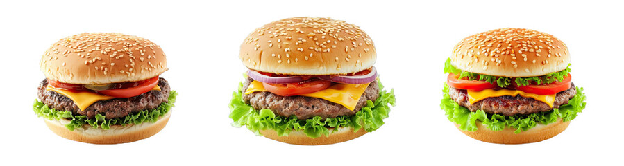 Collection of PNG. Hamburger isolated on a transparent background.