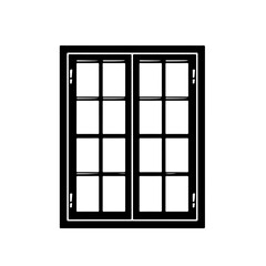 Closed Wooden Window Logo Monochrome Design Style