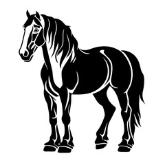Clydesdale Horse Logo Monochrome Design Style