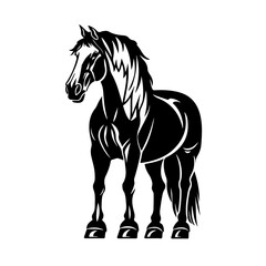 Clydesdale Horse Logo Monochrome Design Style
