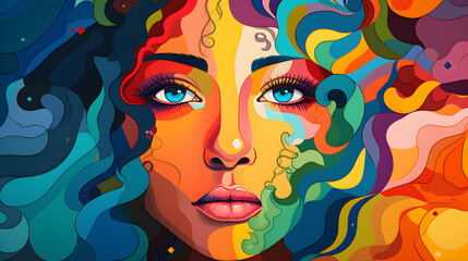 deib diversity, equity, inclusion, and belonging concept. colorful woman face illustration.