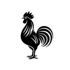 Color Rooster Logo Monochrome Design Style