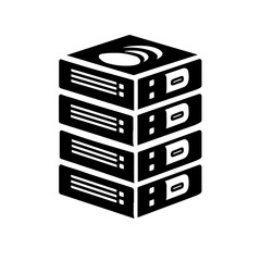 Computer Servers Logo Monochrome Design Style