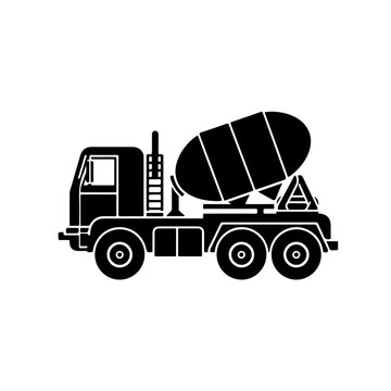 Concrete Mixer Truck Logo Monochrome Design Style