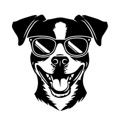 Cool Dog In Sunglasses Logo Monochrome Design Style