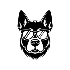 Cool Dog In Sunglasses Logo Monochrome Design Style