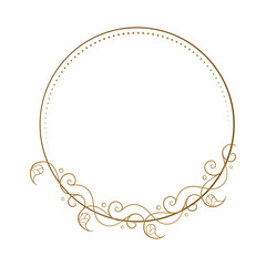 Vector round gold floral frame with ivy leaves decoration. Luxury wreath template for invitations and greeting cards.