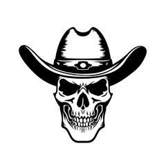 Cowboy Skull Logo Monochrome Design Style