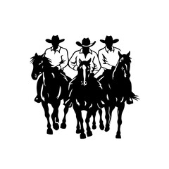 Cowboys Riding Out Logo Monochrome Design Style