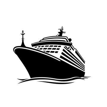 Cruise Ship Sailing Logo Monochrome Design Style