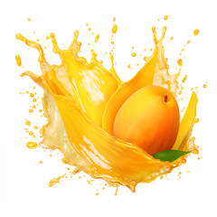mango in juice splash on transparent background ai generated - obrazy, fototapety, plakaty