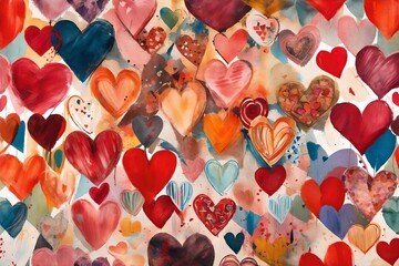 full frame colorful hearts and flowers in full frame abstract background view 