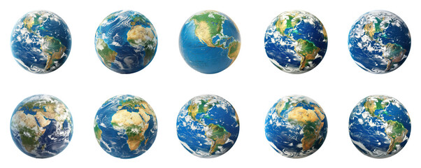 Collection of planet earth on transparency background PNG