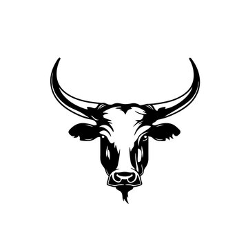 Bull head silhouette Logo Monochrome Design Style