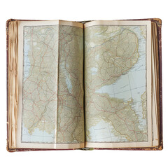 Atlas (map book), transparent background, isolated image, generative AI