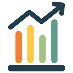 Growing bar chart flat icon. Vector colorful illustration on a white background.