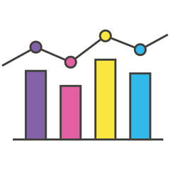 Growing bar chart flat icon. Vector colorful illustration on a white background.