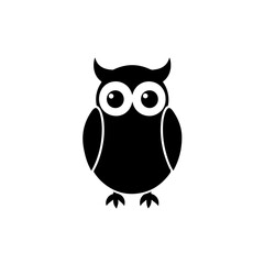 Fototapeta premium Cute Owl Logo Monochrome Design Style