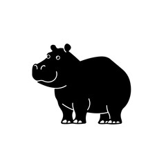 Cute Peaking Hippo Logo Monochrome Design Style
