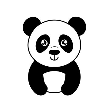 Cute Panda Logo Monochrome Design Style