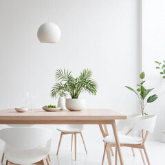 Minimalistic Dining Area - Promoting Eco-Friendly Sustainable Design with Soft Pastel Tones Gen AI
