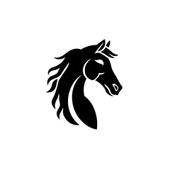 Horse head in profile Logo Monochrome Design Style