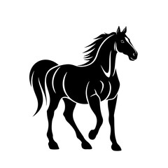Obraz na płótnie Canvas horse in motion Logo Monochrome Design Style