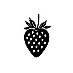 simple strawberry outline Logo Monochrome Design Style