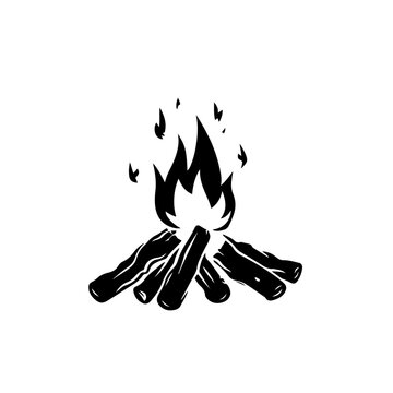 Stone Campfire Logo Monochrome Design Style
