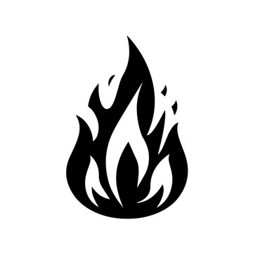 Stove Flame Logo Monochrome Design Style