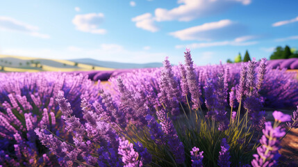 Illustrating Lavender Beauty: High-Resolution Close-Up of Enchanting Fields in Detailed Landscape Photography