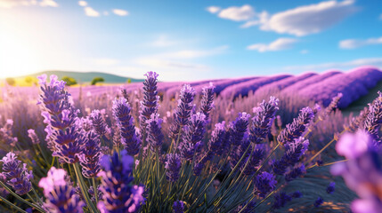 Obraz premium Lavender Fields in Focus: Capturing the Beauty of Nature with High-Resolution Landscape Photography