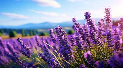 Obraz premium Lavender Bliss: Detailed Close-Up Landscape Photo Exuding Beauty and High Resolution