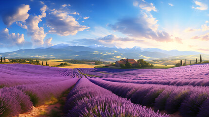 Obraz premium Lavender Close-Up: Detailed Illustration of Fields in High-Resolution Landscape Photography