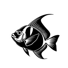 Tropical Fish Logo Monochrome Design Style