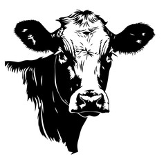 White Cattle Logo Monochrome Design Style