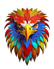 Obraz premium High quality, logo style, 3d, powerful colorful eagle face logo facing forward, isolate background