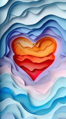 Valentine Valentine's Day Heart Hearts Paper Cut Phone Wallpaper Background Illustration