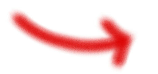 Graffiti arrow with overspray in red over transparent background