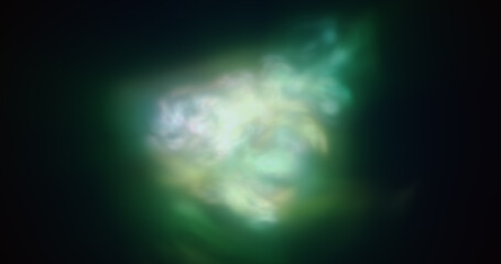 Multicolored energy glowing green cosmic magic smoke dust futuristic bright background