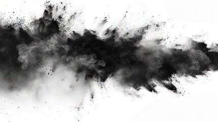 Black smoke and chalk dust on white background