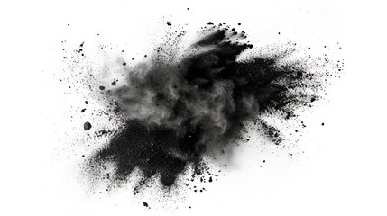 Black smoke and chalk dust on white background - obrazy, fototapety, plakaty