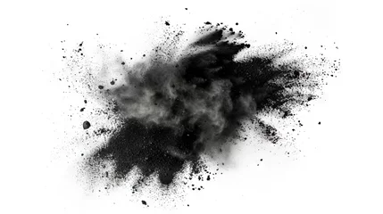 Foto op Plexiglas Black smoke and chalk dust on white background © Brian